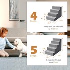 5-step Dog Stairs Foam Pet Ramp For High Bed Couch Non-slip Washable Cover Gray