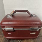 Vintage American Tourister Escort Red Train Case Luggage  Tray Mirror Makeup Red