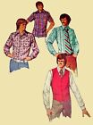 Vtg 70s Simplicity Pattern 5047 Men s Sports Or Dress Shirt   Vest Size 44 Uncut