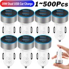 1-500 Pack Wholesale Lot For Iphone 16 Pro Max Fast Usb Dual Ports Car Charger