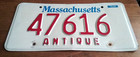 Expired Massachusetts Antique Vehicle License Plate Pair 47616