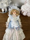 Vintage Porcelain Doll Lot Victorian Lace Dress Stand Collectible Set 3