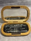 Vintage Wood Mens Manicure Set  Featuring Golfer Marked Classic Collections