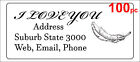 100 Personalised Return Address Label Custom Mailing Sticker 56x25mm Feather