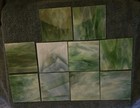 Antique Lot 10 Tan green yellow Slag Glass Single Panels Architectural Salvage 