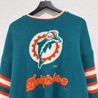Vintage 90s Made In Usa Barrell Knit Sweater Teal Orange Miami Dolphins Sz Large