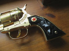 Vintage 1952 Hubley Classic Cowboy Repeating Gold Pistol Working Cap Gun
