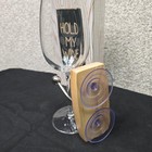 Five O Clock Goods Hold My Wine Wall Stemware Holder Suction Wood Brown Funny