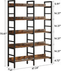 5-tier Industrial Bookshelf  71   h X 47   w Etagere Bookcase  Freestanding Double W