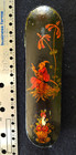 Vintage Qing Dynasty Black Lacquer Eyeglass Case Figures   Flowers - Chinoiserie
