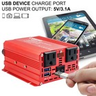 500w Car Power Inverter Adapter Charger 12v To 110v 2usb 2ac Converter  Red