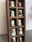 Vintage Wooden Thimble Holder With 10 Thimbles