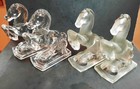 Vintage L e  Smith Glass Rearing Horse Bookends Two Pair     One Is Rare Frosted 