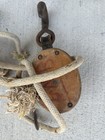 Vintage Wooden Double Pulley Block   Tackle W  Rope