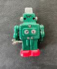 Vintage Tin Toy Robot Wind-up Spring Action Yonezawa Green Very Good From Japan