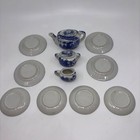 Children s Blue Willow Tea Set - 17 Assorted Pieces - Vintage - Japan - Read