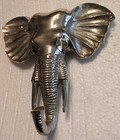 9  Cast Aluminum Elephant Head With Trunk Coat   Towel Hook Wall Hanging 