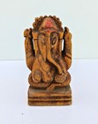 Antique Old Rare Hand Carved Wooden Hindu God Vakratunda Ganesha Figure Statue