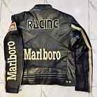 Men s Embroidered Charcoal Black Racing Leather Jacket     Premium Motorcycle Gear