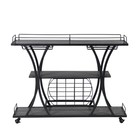 3 -tier Industrial Bar Cart Kitchen Bar serving Cart Cabinet W wheels For Home