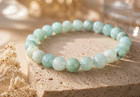 Natural Amazonite Beaded Stretch Bracelet Handmade Gemstone Healing Jewelry