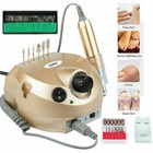 Electric Nail File Pedicure Kit Gold Color Manicure Machine Nail Drill Bits Set