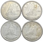 1962 1963 Canada 10 Cents Silver Dime Lot Of 4     80  Silver Canadian Coins