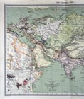 1907 Antique Map Asia China Japan India Arabia Tibet Nepal Thailand Tokyo Mecca