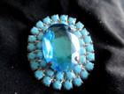 Gorgeous Czech Vintage Style Rhinestone Glass Button   Turquoise