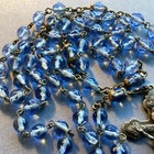 Vintage Catholic Religious 22 5    Clear Blue Rosary Beads  Great Crucifix  264