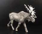 Pewter Moose Antlers Wild Animal Highly Detailed Silver Metal Figurine Statue