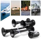 Truck Horn 4 Trumpet Train Horns With Compressor Loud 4 Tube Air Horn Kit-black