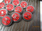 Chanel 11 Buttons   18mm  Gun Metal Silver Tone   Red   This Is For 11