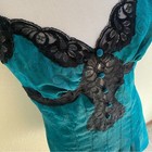 Victoria   s Secret Vintage Gold Label Teal Paisley Chemise Slip Lingerie Dress  S