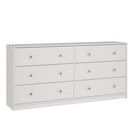Tvilum Double Dresser 12 46 lx56 34 wx26 89 h Particle Board 6-drawers In White