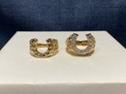 Vintage 18k Gold Plated White Rhinestone Horseshoe Ring