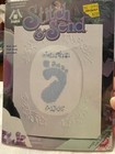 Unopened Cross Stitch Baby Foot Birth Announcement Card For Boy Or Girl