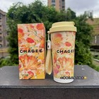 Chagee Spring Floral 316   steel Travel Tumbler Portable Carry   rope Coffee Cup