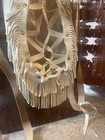 Vintage Native American Indian Child Carrier Papoose Replica Leather And Fur
