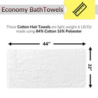 Economy Cotton Blend Towels 22x44 Inches Soft   Durable For Hotel Spa Beach Whte