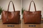 Women   s Large Brown Leather Tote Bag Shoulder Handbag Purse Zip Pocket