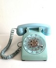 Vintage Rotary Dial Desk Telephone Turquoise Teal Aqua Blue Phone