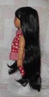 Global Chyna Doll Wig Size 13 14 Black Very Long Straight Hair   Bangs Nwt