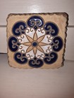 Vintage Jane Ashley Cobalt Blue Geometric Studio Art Pottery Stoneware Trivet
