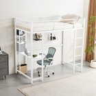 Metal Twin Size Loft Bed Frame With Shelves Safety Guardrails For Kids Adult