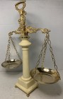 Vtg Ivory Marble   Brass Scales Of Justice 12 X 18   metal Trays Ornate Desk Decor