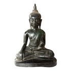 Antique Thai Burmese Bronze Seated Buddha Statue - Mon Period Style
