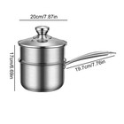 Steamer Pot For Cooking Stainless Steel 2-tier Saucepan With Lid And Handle D   