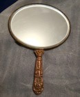Antique French Gilt Bronze Vanity Set Mirror Brush Ornate Hunting Scene C1900