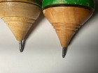 2 Trompo De Madera Spinning Wooden Top Green Yellow Made In Peru